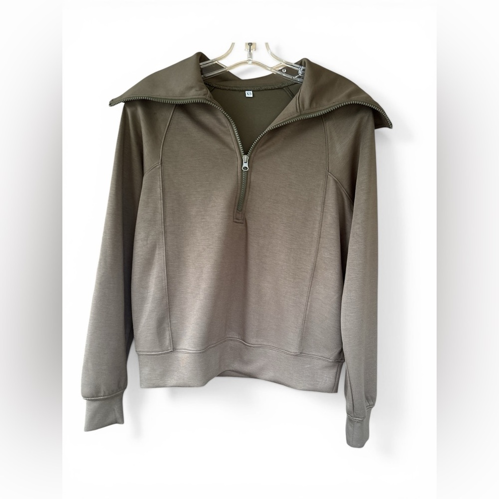 Half-Zip Pullover Sweater Jacket - Olive